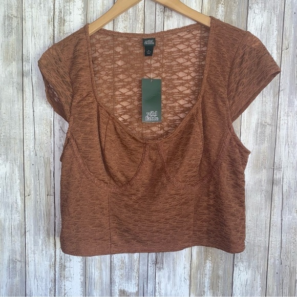 NWT Wild Fable Brown Lace Bustier Top - Picture 2 of 6